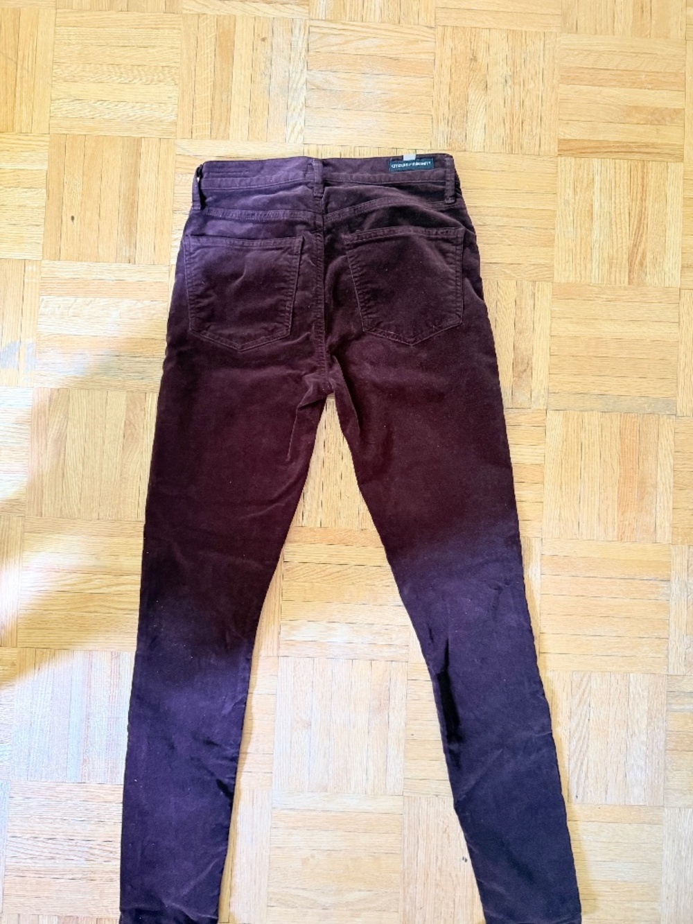 Citizen of Humanity Burgundy Velvet Rocket High Rise Skinny Jeans size 26